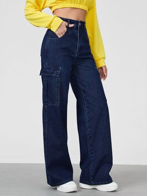 Zara dark wash cargo denim_img_5