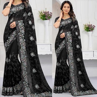 Embroidery Work Party saree_img_3
