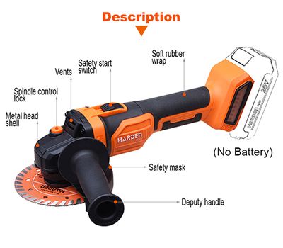 HARDEN 4" 20V Cordless Brushless Angle Grinder | Tool Only | 5000-8500 RPM | Digital Speed Control | Model: 756322_img_8