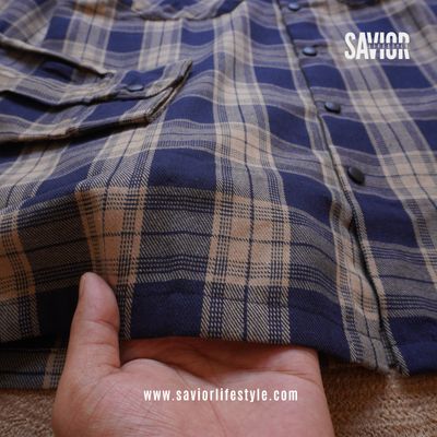 Navy Brown - Double Pocket Full Sleeve Check Shirt_img_2