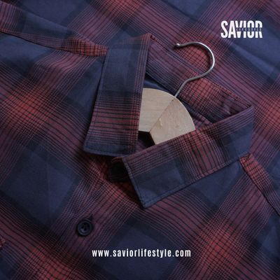 Rust Navy - Double Pocket Full Sleeve Check Shirt_img_1