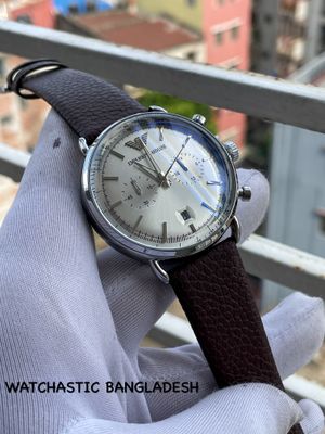 Armani Oval Glass Simple White Dial Brown Belt_img_0
