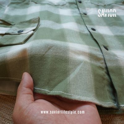 Creamy Light Olive - Double Pocket Full Sleeve Check Shirt_img_2