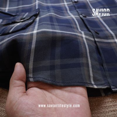 Navy Gray - Double Pocket Full Sleeve Check Shirt_img_1