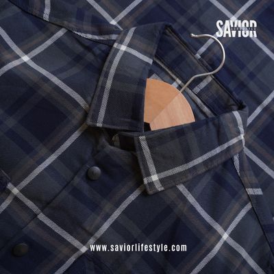 Navy Gray - Double Pocket Full Sleeve Check Shirt_img_2