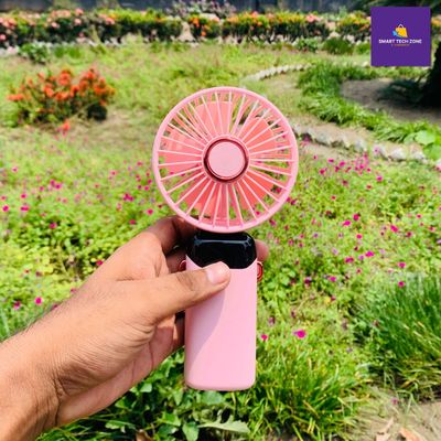 N15 LED Digital Display Rechargeable Stylish Folding Hand Fan With Mobile Stand
