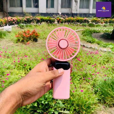 N15 LED Digital Display Rechargeable Stylish Folding Hand Fan With Mobile Stand_img_2