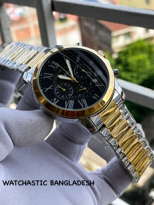 Fossil Quartz Chain Chrono Two Tone Black Dial_img_0