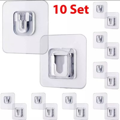 10Pair Double Sided Wall Adhesive Hook Socket Holder_img_0