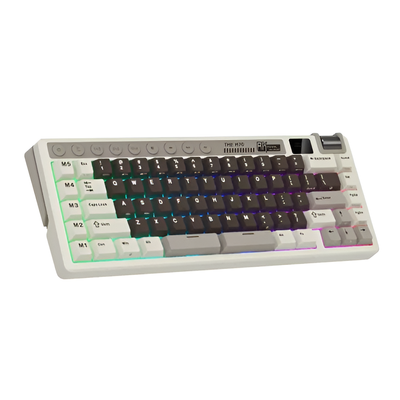 ROYAL KLUDGE RK M70 Tri-Mode Wireless Mechanical Gaming Keyboard – Mocha Grey .