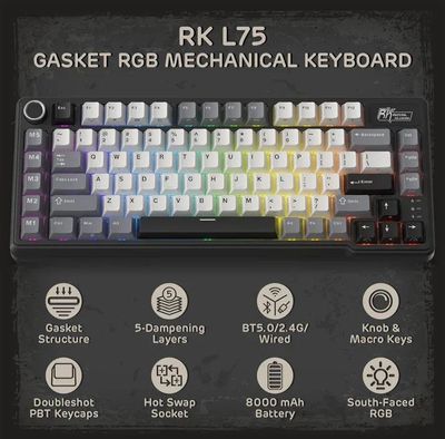 ROYAL KLUDGE RK L75 Tri-Mode Hot-Swappable Wireless Mechanical Gaming Keyboard – Palm Green ._img_1