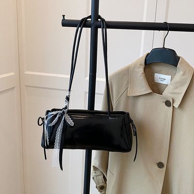 Solid color Korean Bow Armpit shoulder bag_img_1
