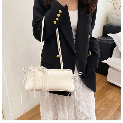 Solid color Korean Bow Armpit shoulder bag_img_4
