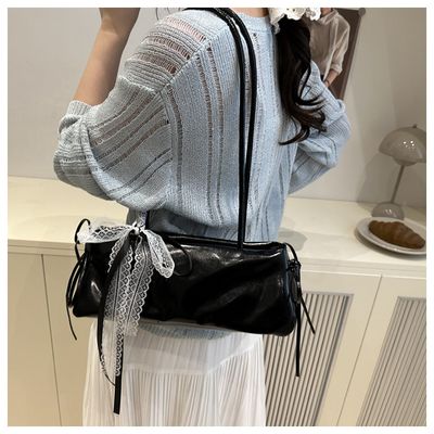 Solid color Korean Bow Armpit shoulder bag_img_5