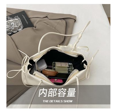 Solid color Korean Bow Armpit shoulder bag_img_7