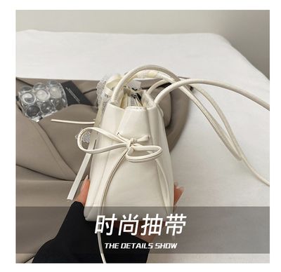 Solid color Korean Bow Armpit shoulder bag_img_9