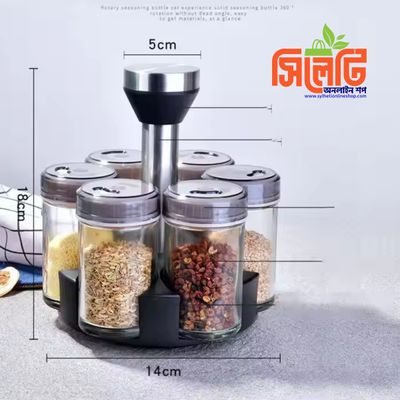 DS2135 6-Jar Seasoning Organizer Holder Rotation Shelf Tower Revolving Spice Spice Organizer With 6 Spice Jars_img_3
