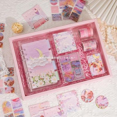 Vintage Oil Painting Hand Ledger suit Gift box, Journal set_img_2