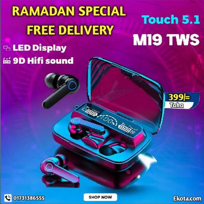 M19 TWS Wireless Bluetooth 5.1 Earbuds - Featuring Touch Control, HD Mirror, and the Latest Updates for Enhanced Performance_img_0