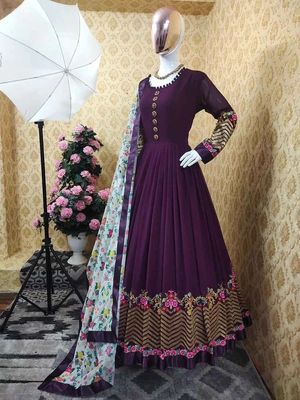 Semi –Embroidery & Sequence Work Party dress_img_1