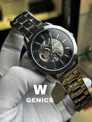 Armani Exchange Auto Chain Silver Black Dial