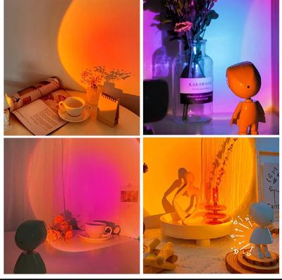 Rechargeable Rainbow Sun Set Light Astronaut Robot Table Night Lamp Projector_img_3