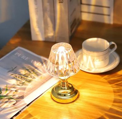 LED diamond crystal table lamp Night Light for Bed Room decoration living room atmosphere light Gift (2 X AAA Batteries)_img_1