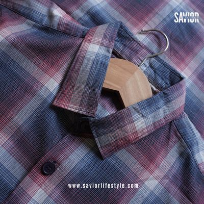 Maroon Navy - Pocketless Full Sleeve Check Shirt_img_1
