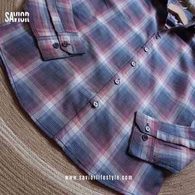 Maroon Navy - Pocketless Full Sleeve Check Shirt_img_2