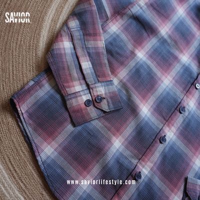 Maroon Navy - Pocketless Full Sleeve Check Shirt_img_3