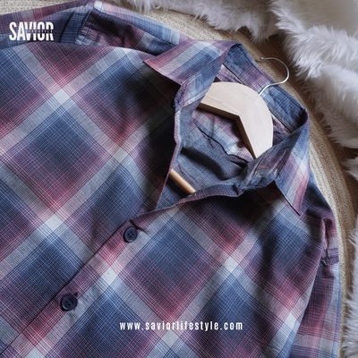 Maroon Navy - Pocketless Full Sleeve Check Shirt_img_5