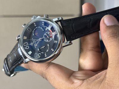 PATEK TRI DIGIT SILVER CASE BLACK DIAL BLACK BELT_img_0