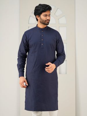 Oxford Cotton Panjabi – Navy Blue | Regular Fit_img_2