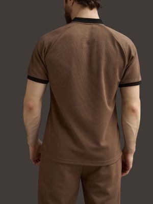 Blackdoo Men’s Mock Neck Zipper Polo | Coffe_img_4