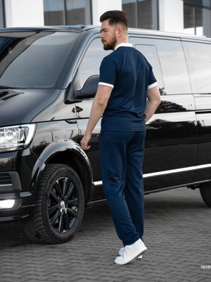 Blackdoo Men’s Mock Neck Zipper Polo | Navy Blue_img_7