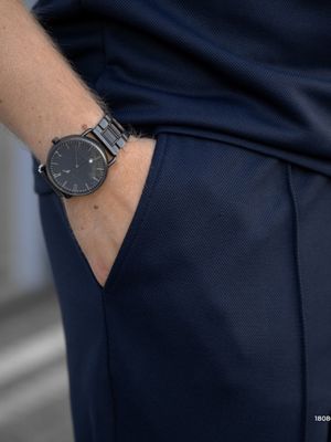 Blackdoo Men’s Mock Neck Zipper Polo | Navy Blue_img_4