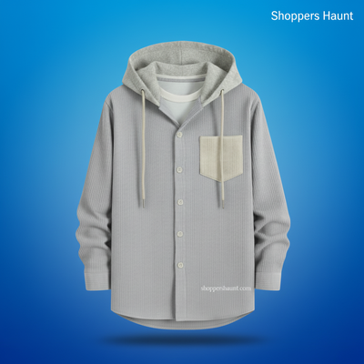 Corduroy Hooded shirt for winter (lite ash)_img_2