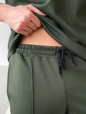 Mock Neck Zipper Polo Shirt | Bottle Green_img_5