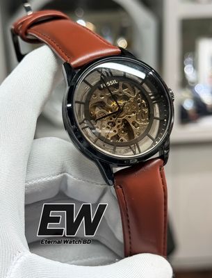 FOSSIL AUTOMATIC BROWN BELT BLACK CASE BLACK DIAL_img_0