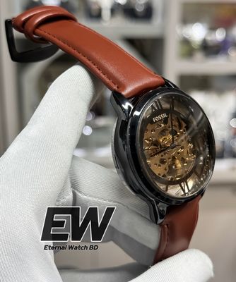 FOSSIL AUTOMATIC BROWN BELT BLACK CASE BLACK DIAL_img_1