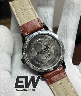 FOSSIL AUTOMATIC BROWN BELT BLACK CASE BLACK DIAL_img_2