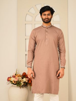 Regular Fit Mauve Cotton Panjabi