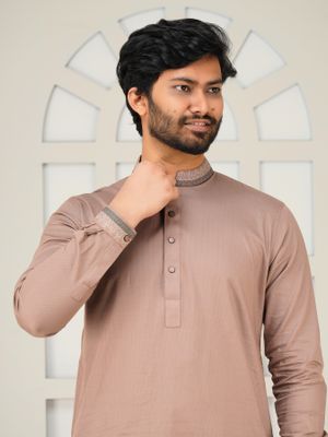 Regular Fit Mauve Cotton Panjabi_img_1
