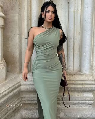 One Shoulder Slit Long Dress_img_2