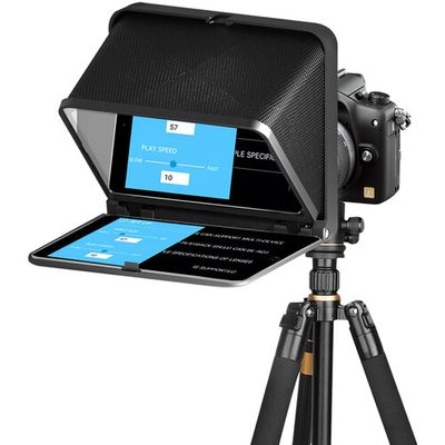 LENSGO TC7 Portable Professional Teleprompter for Cameras & Smartphones – Foldable with Bluetooth Remote, 8 Lens Adapters (Black)_img_0