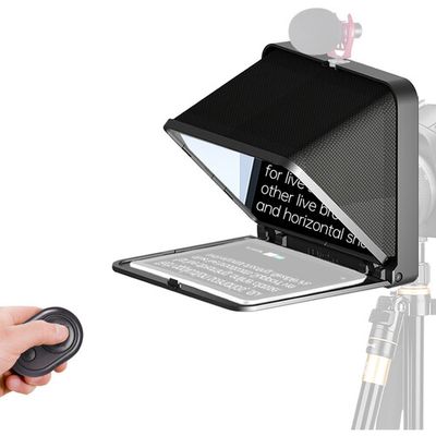 LENSGO TC7 Portable Professional Teleprompter for Cameras & Smartphones – Foldable with Bluetooth Remote, 8 Lens Adapters (Black)_img_1