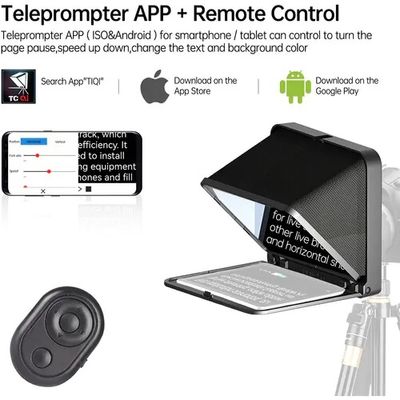 LENSGO TC7 Portable Professional Teleprompter for Cameras & Smartphones – Foldable with Bluetooth Remote, 8 Lens Adapters (Black)_img_2