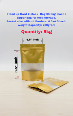 Stand up Hard Ziplock Bag 5kg bundle, Strong plastic zipper bag for food storage ,Packet size without Borders (6.5x4.5) inch.weight Capacity: 250gram_img_0