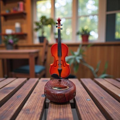 Vintage Violin Music Box Showpiece Classic Table Décor_img_1