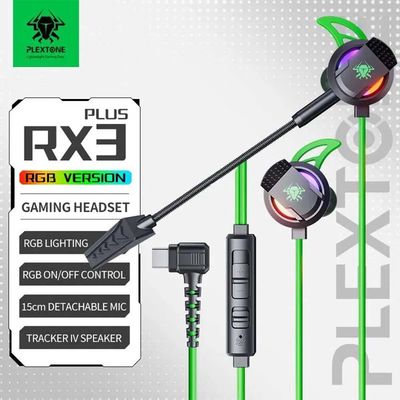 Plextone RX3 Plus Type-C Gaming Earphone with Detachable Dual Mic – Green_img_0